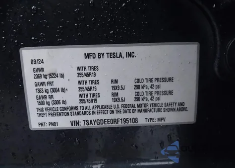 2024 Tesla Model Y Long Range Dual Motor All-Wheel Drive from USA, damaged, VIN 7SAYGDEE0RF195108